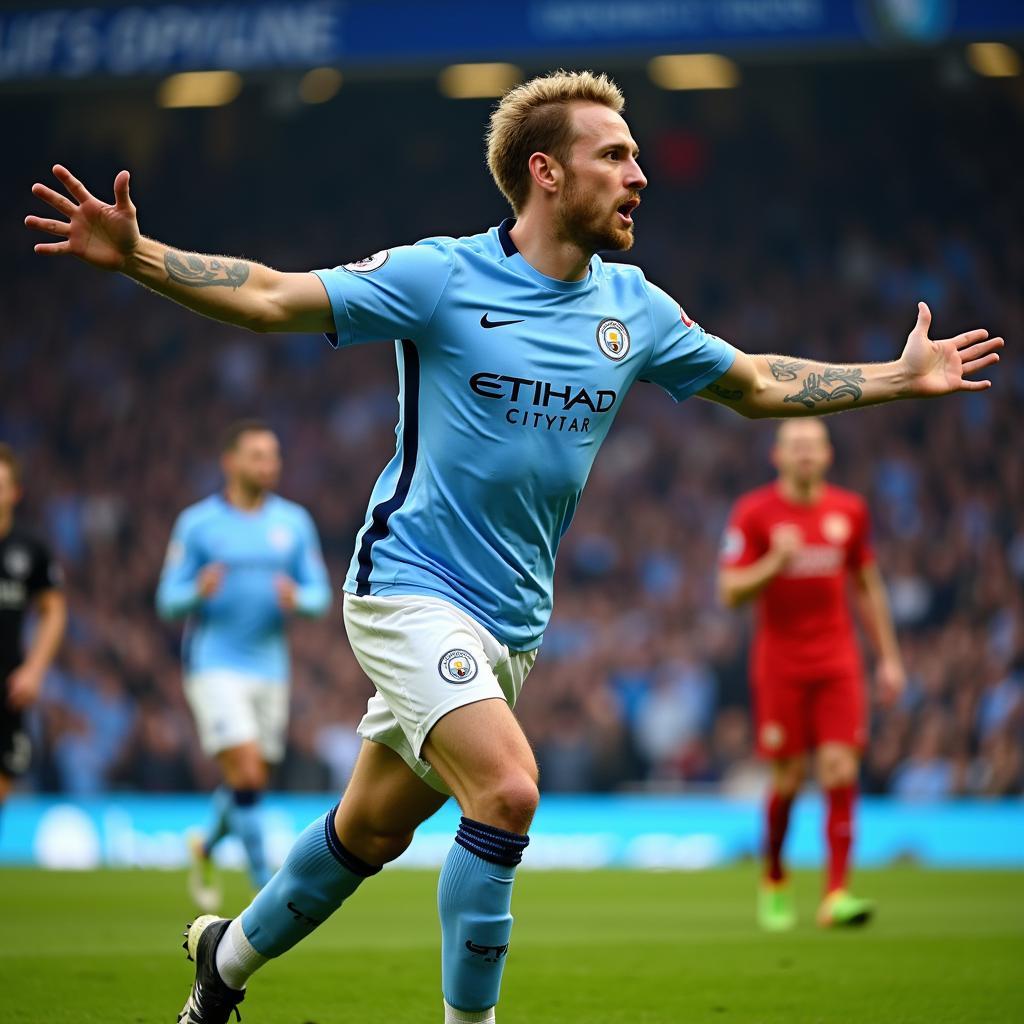 Erling Haaland celebrating a goal in the Premier League