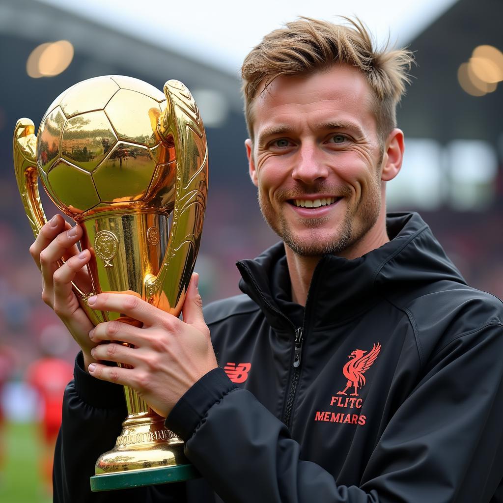 Haaland holding the Premier League Golden Boot