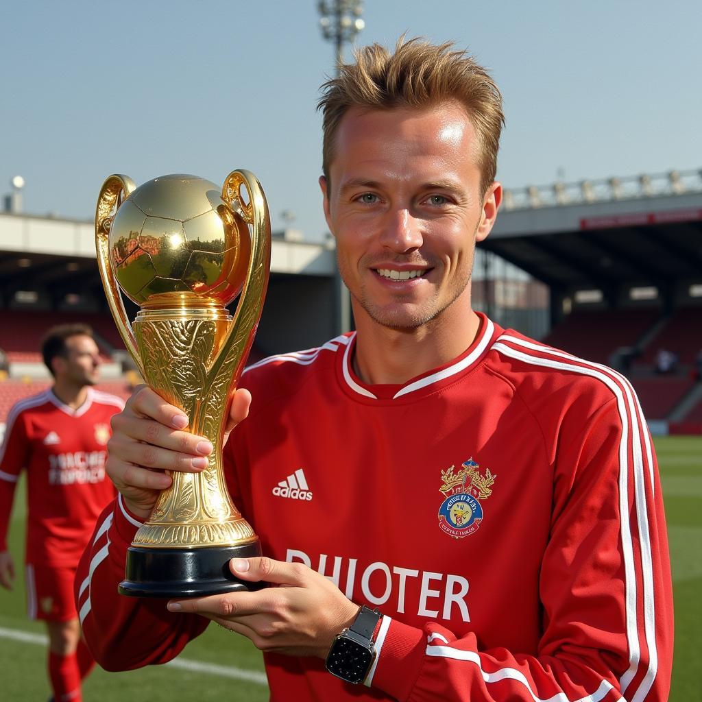 Erling Haaland holding the Premier League Golden Boot