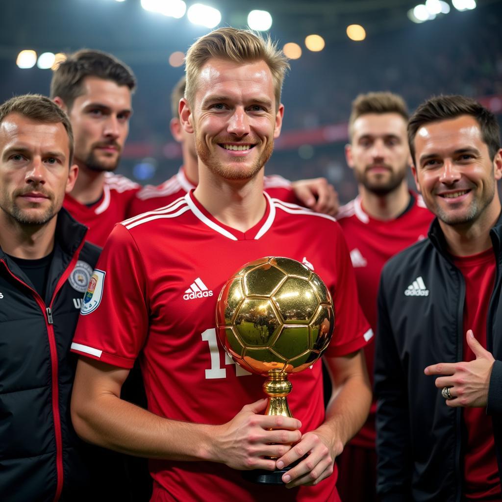 Erling Haaland receiving the Premier League Golden Boot