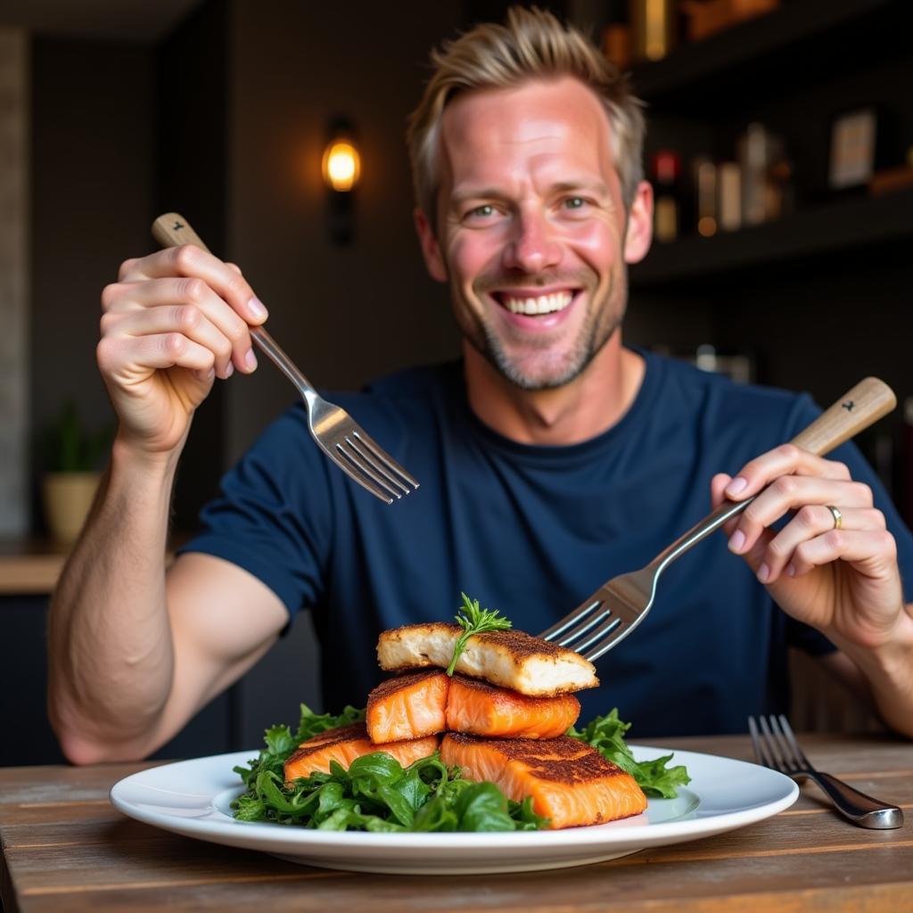 Erling Haaland enjoys a plate of protein-rich foods