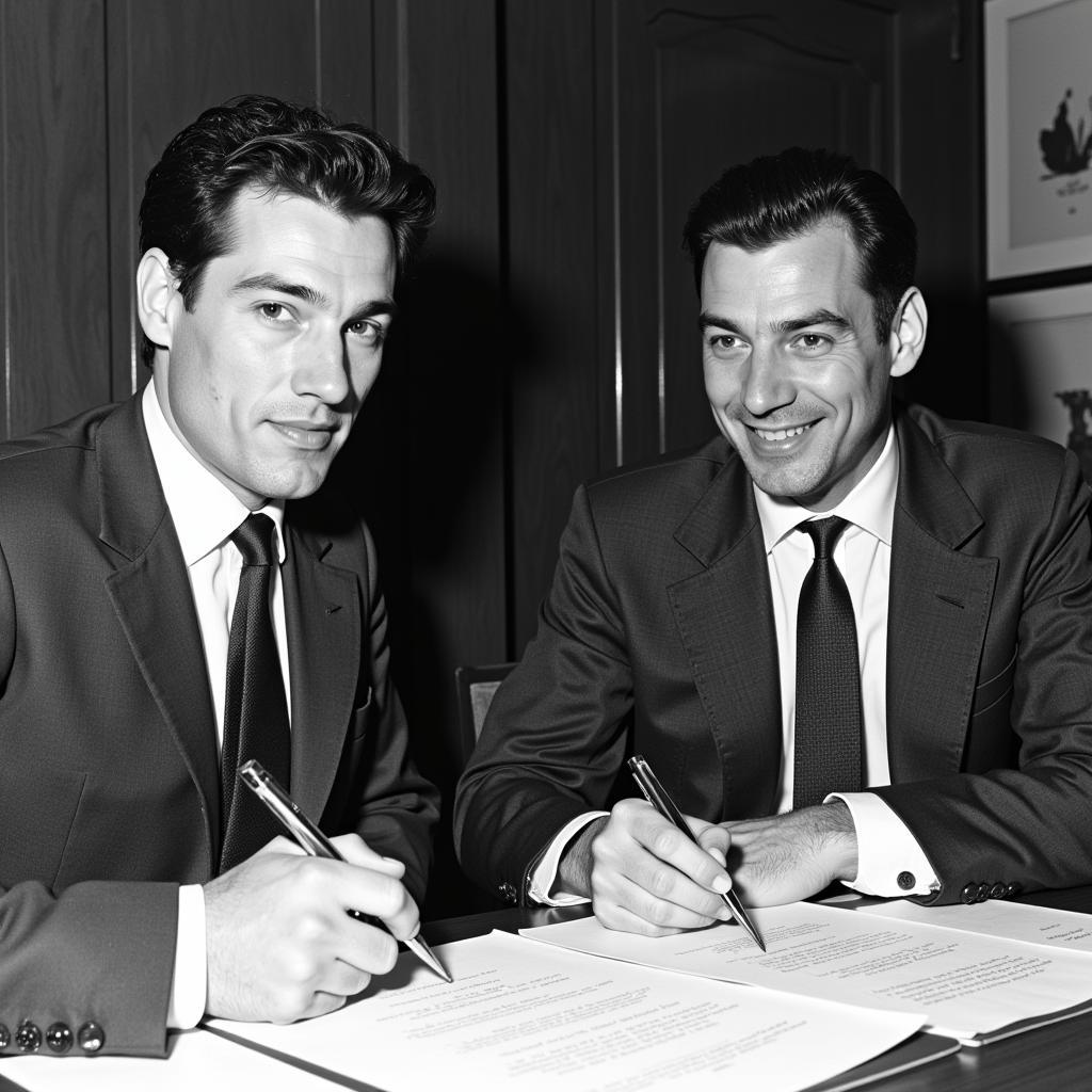 Haaland and Raiola during contract signing