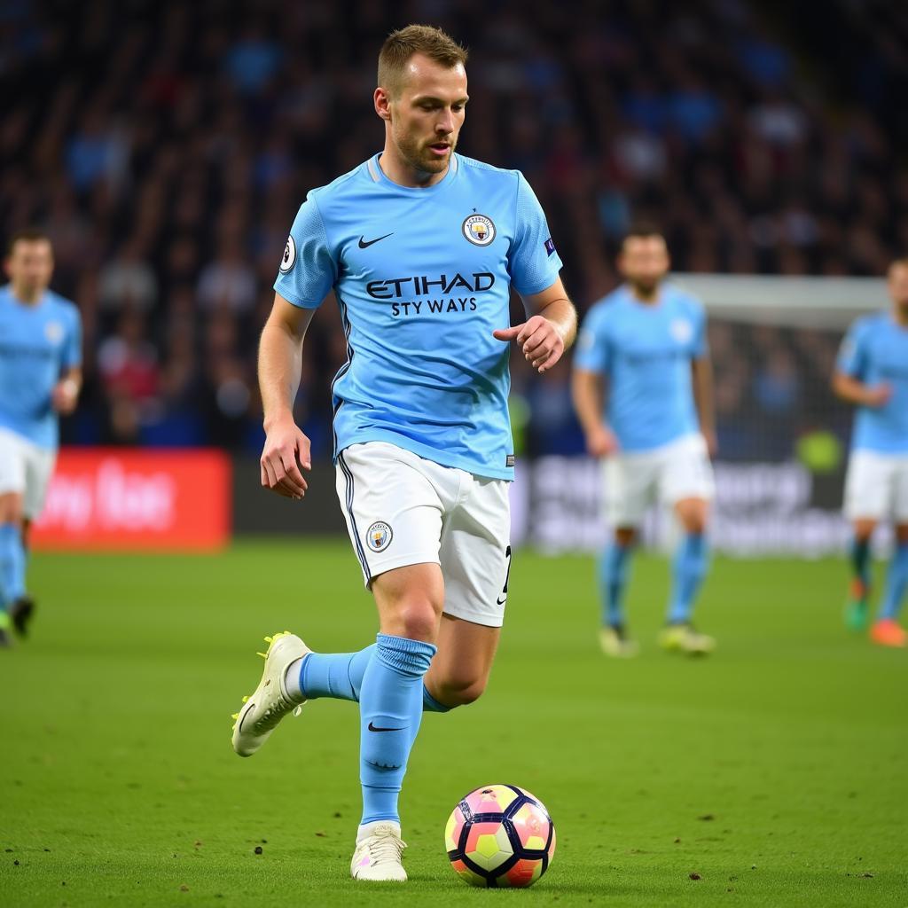 Erling Haaland prepares to receive a pass during a match.