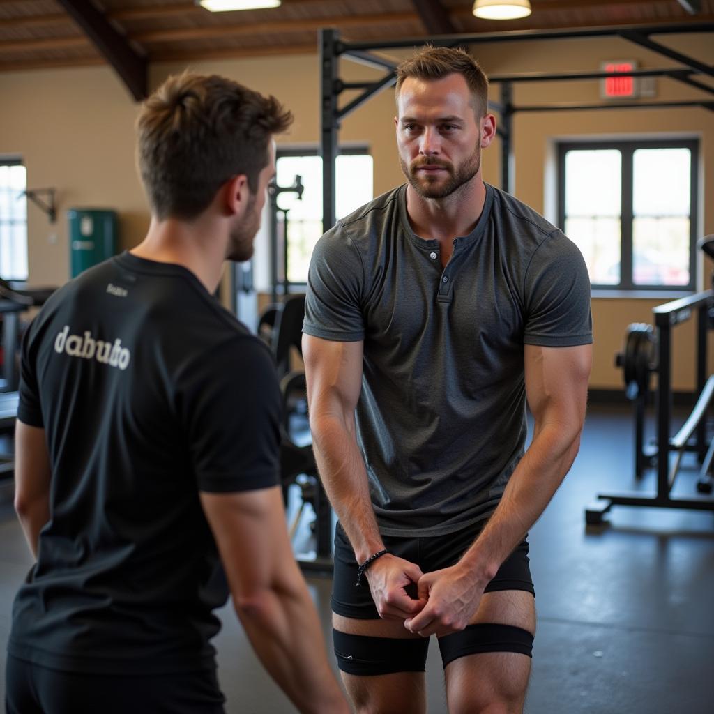 Erling Haaland working with a physiotherapist