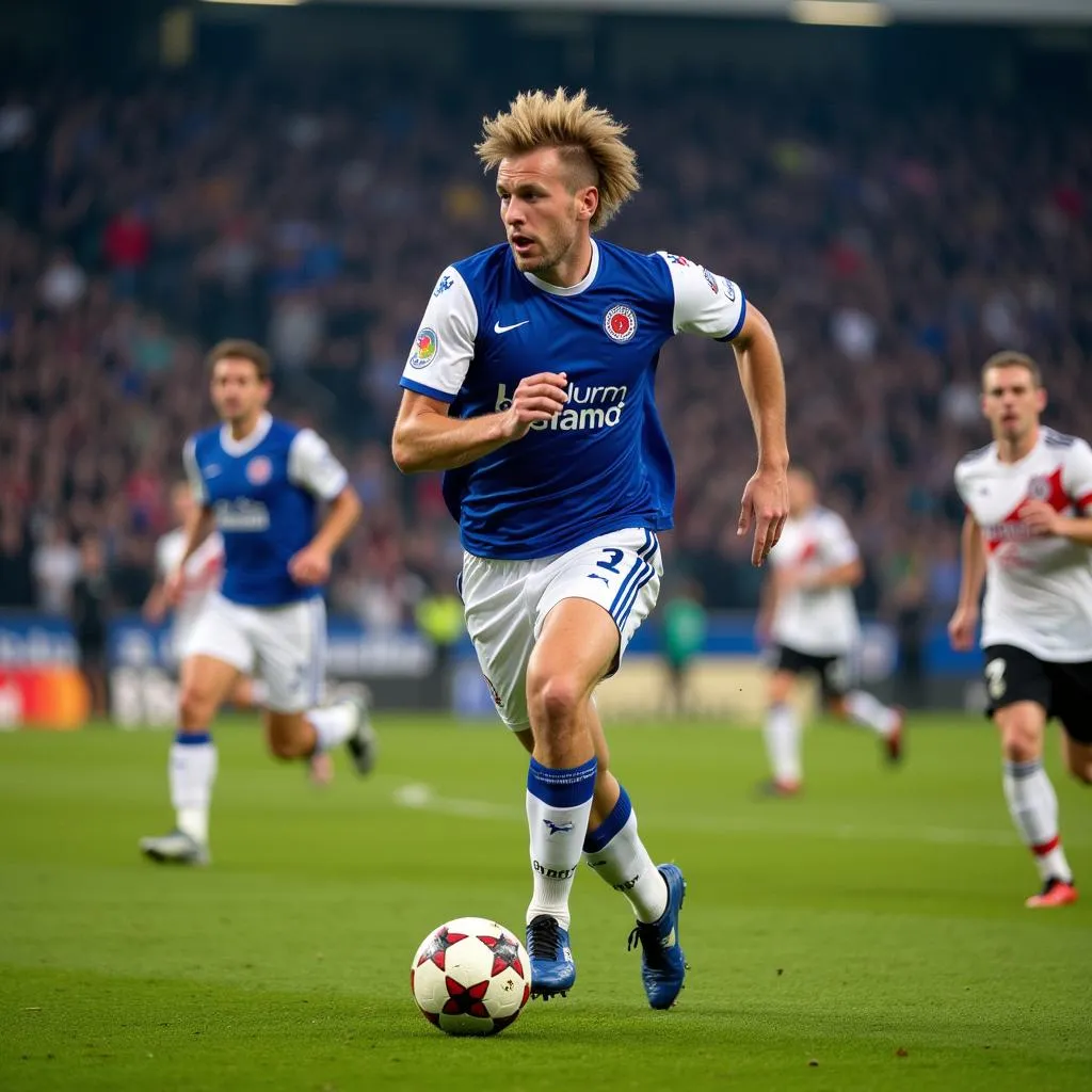 Erling Haaland playing for Bochum at a packed Ruhrstadion