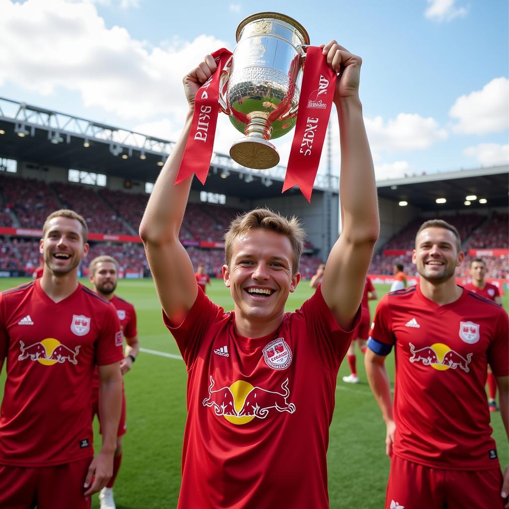 Haaland celebrating in a Salzburg jersey