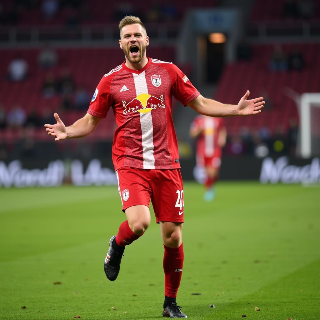 Haaland celebrating a goal for Red Bull Salzburg