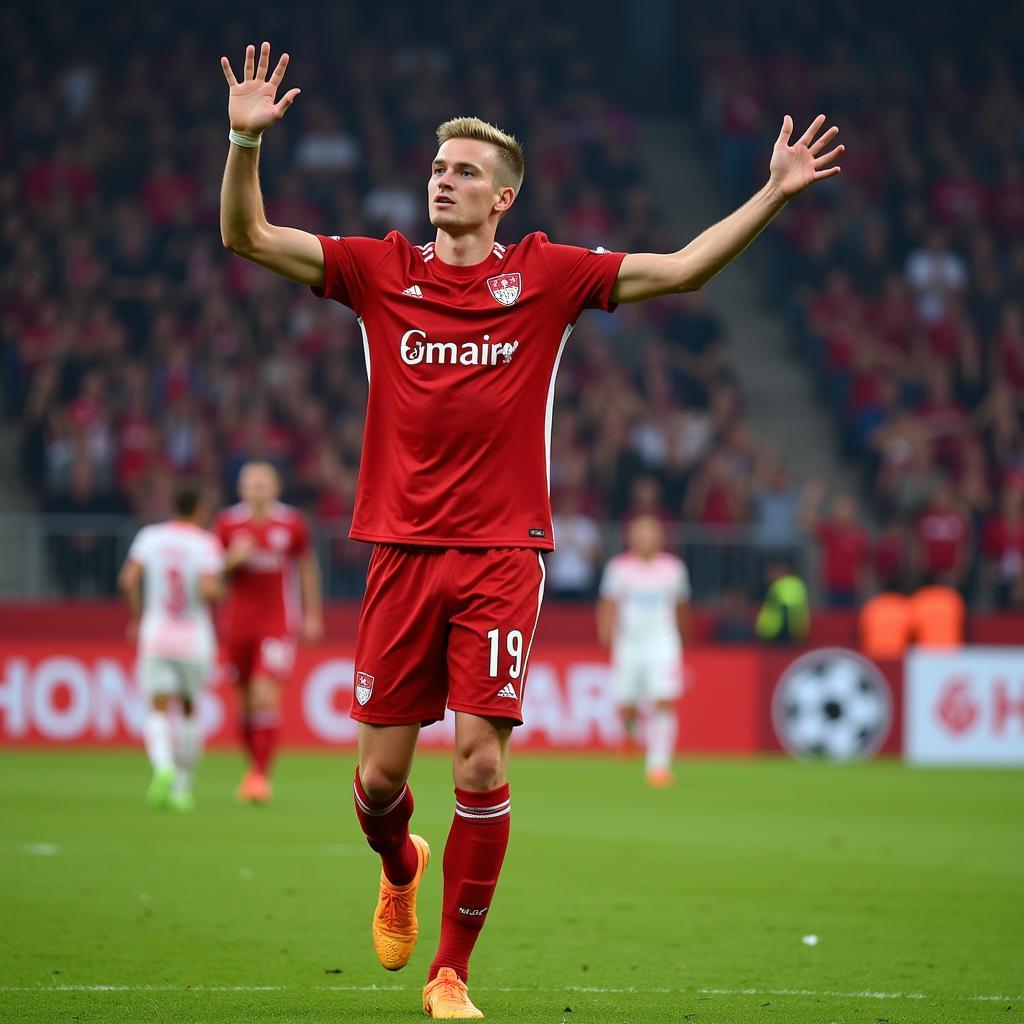 Haaland celebrates a goal for Salzburg