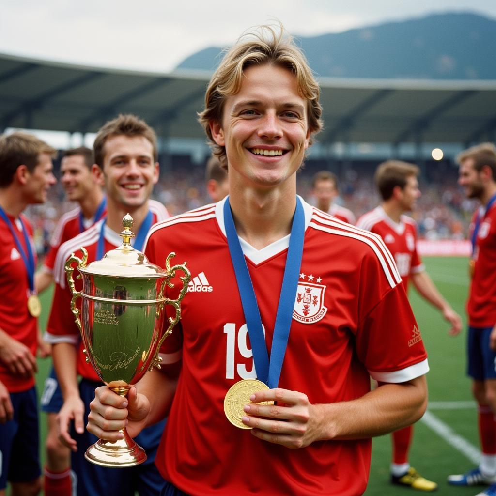 Haaland celebrating with Salzburg teammates