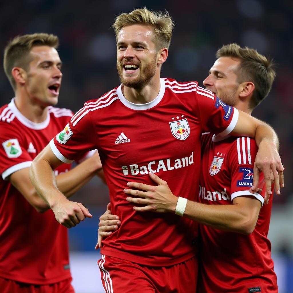 Haaland celebrates a goal for Red Bull Salzburg