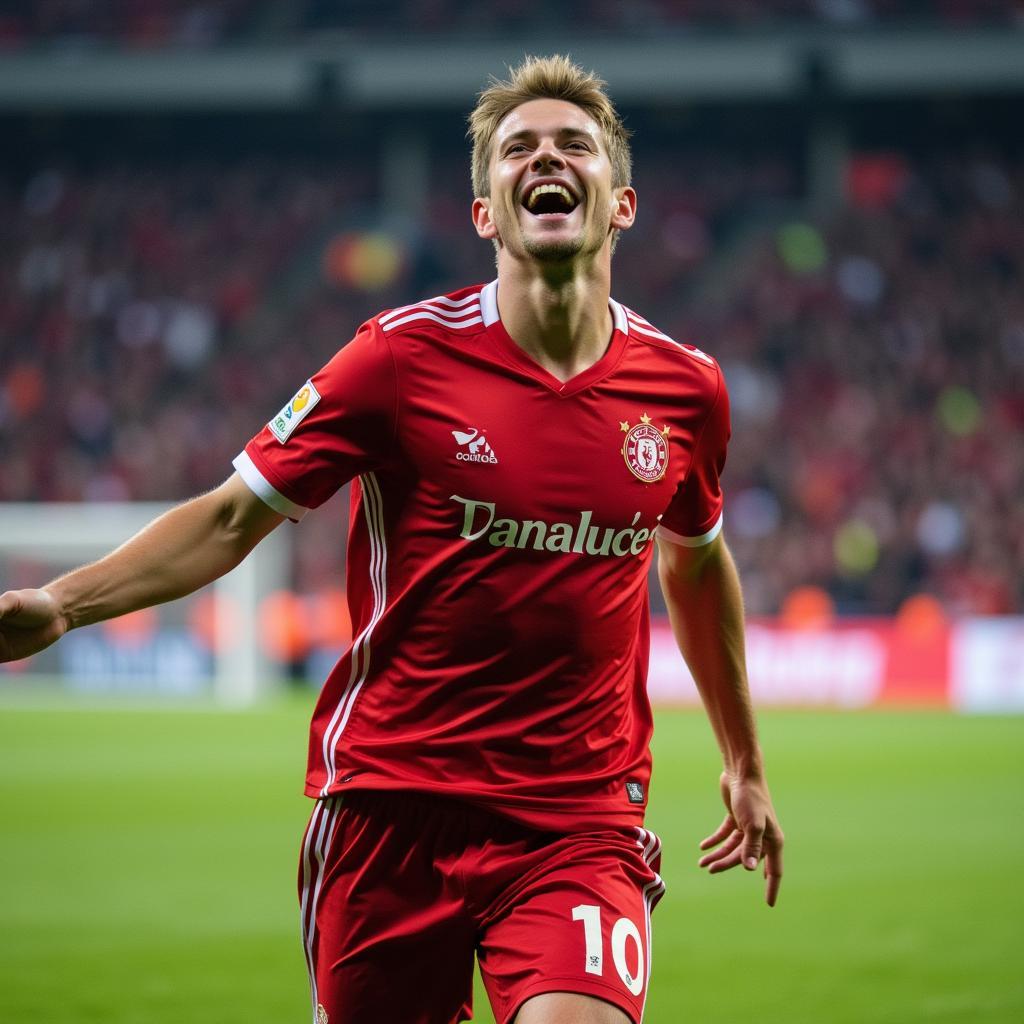 Erling Haaland celebrates a goal in a Red Bull Salzburg jersey