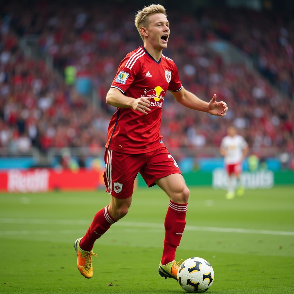 Erling Haaland scoring for Red Bull Salzburg