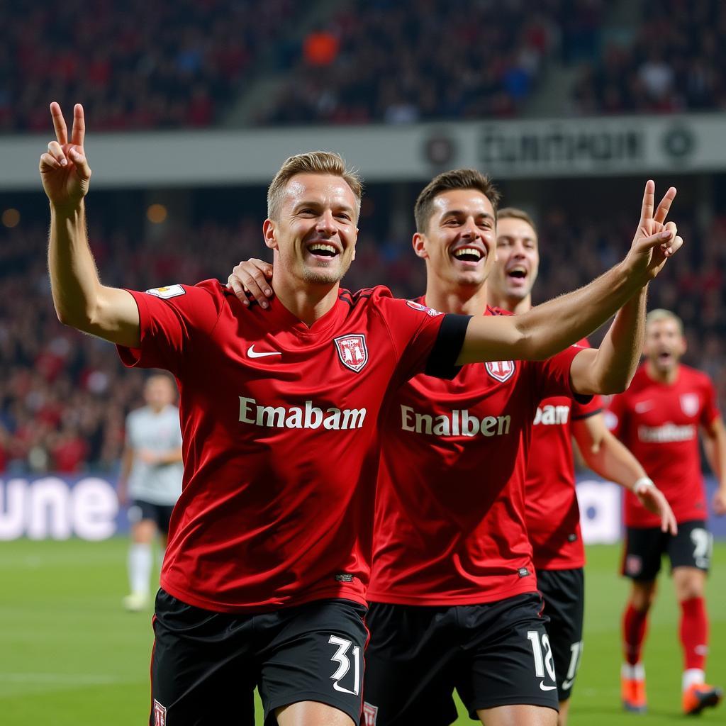 Erling Haaland celebrates after scoring a hat-trick for Red Bull Salzburg in the Champions League.