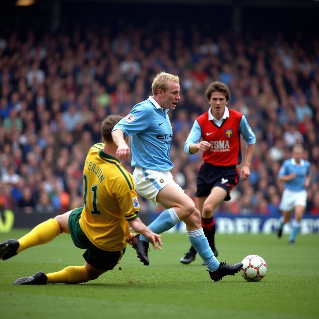 Erling Haaland scores a goal for Manchester City