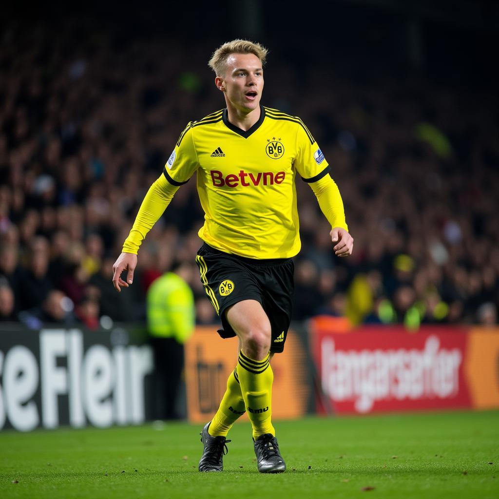 Haaland scores a goal for Borussia Dortmund