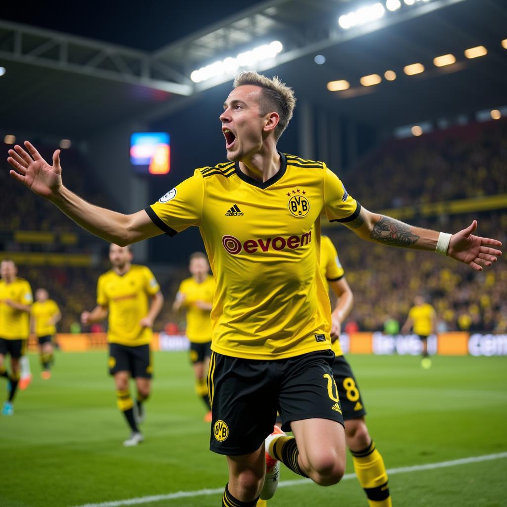 Haaland celebrates a goal for Borussia Dortmund