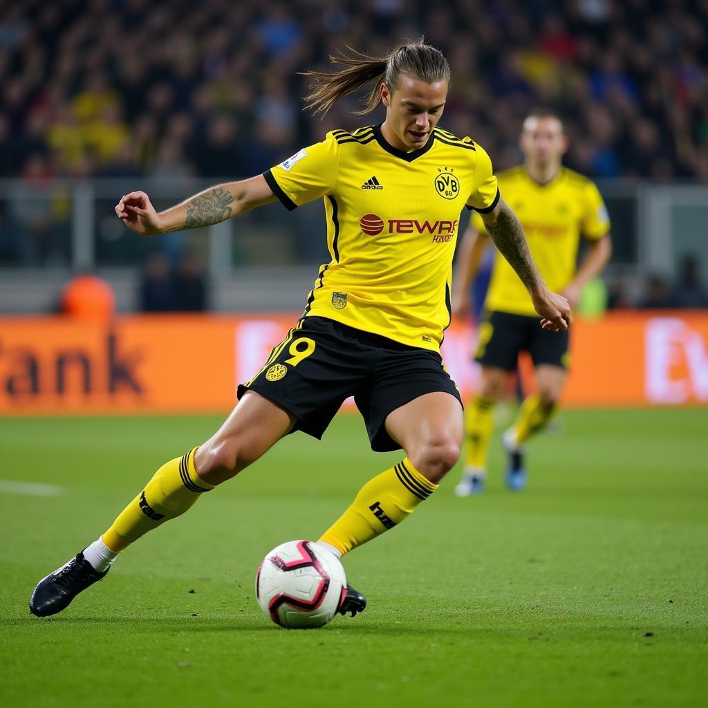 Haaland slots the ball home for Borussia Dortmund