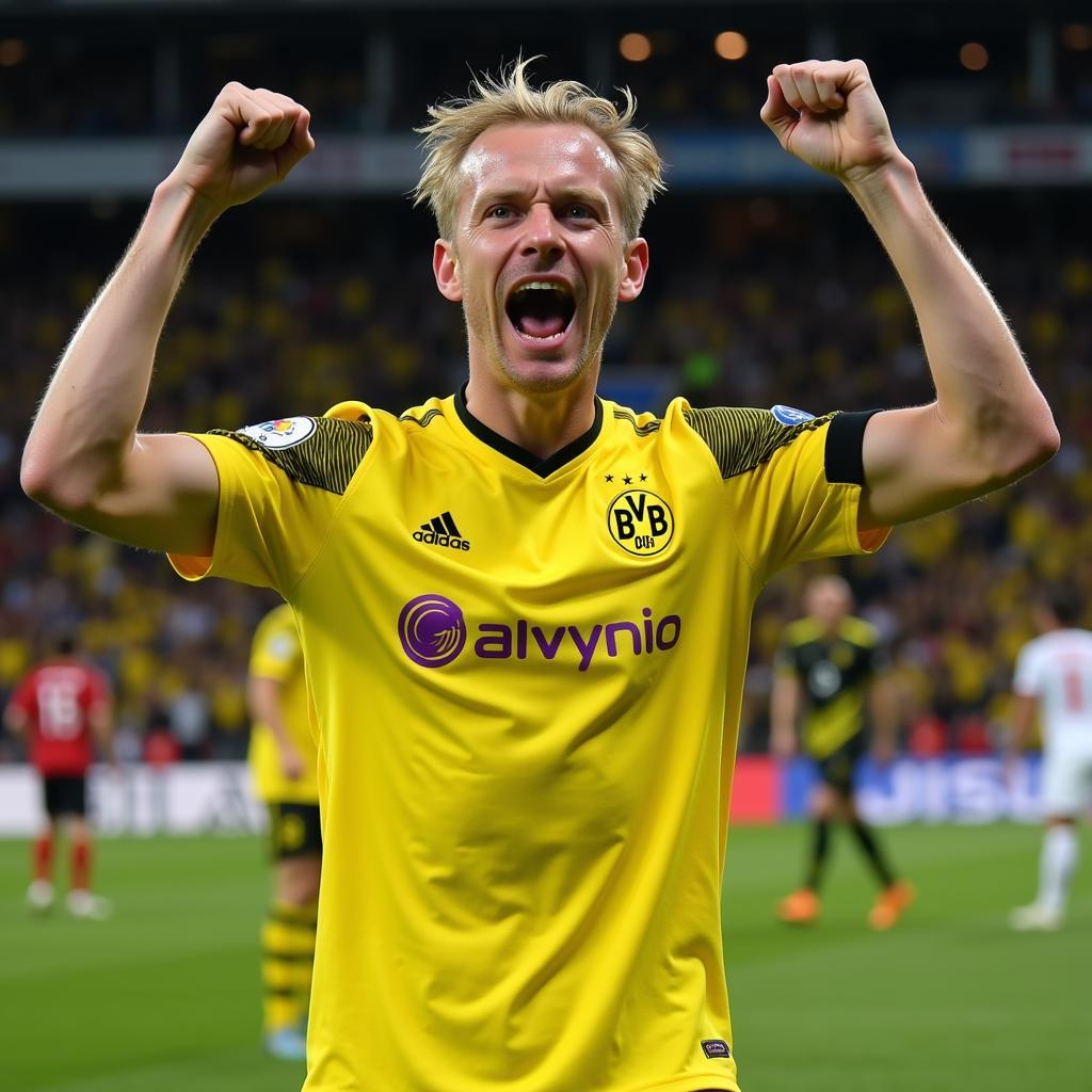 Haaland celebrates a goal for Borussia Dortmund