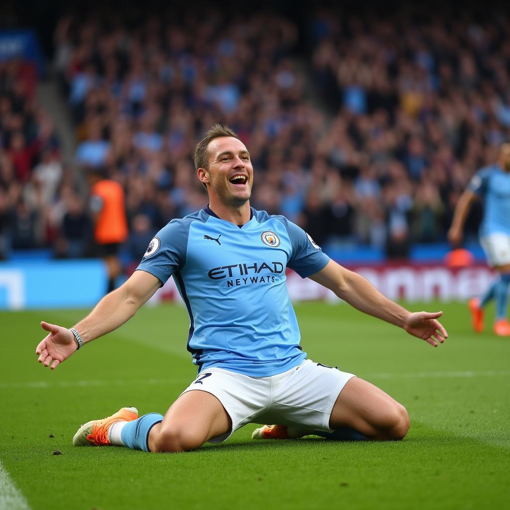 Haaland scores a goal for Manchester City