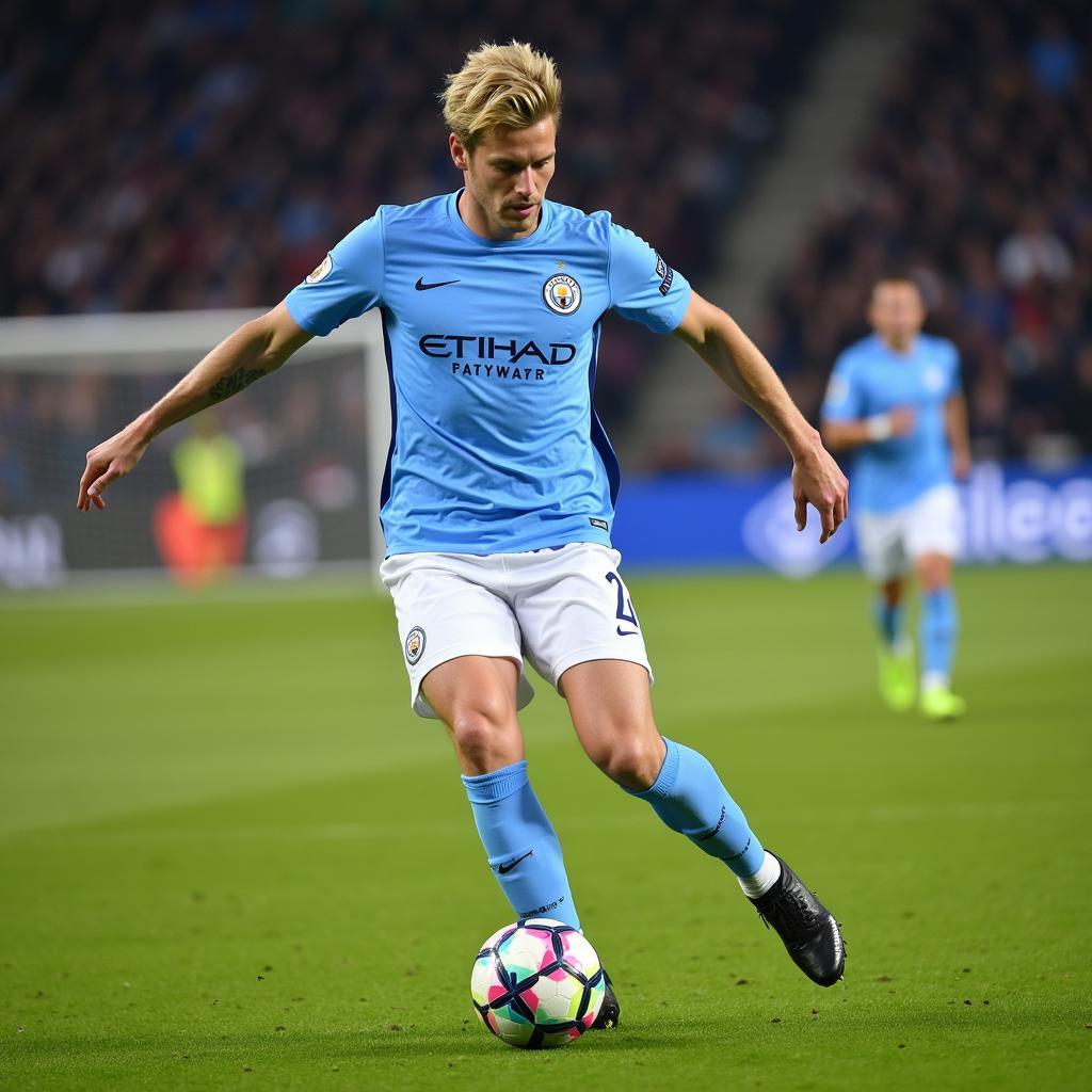 Haaland scores a goal for Manchester City