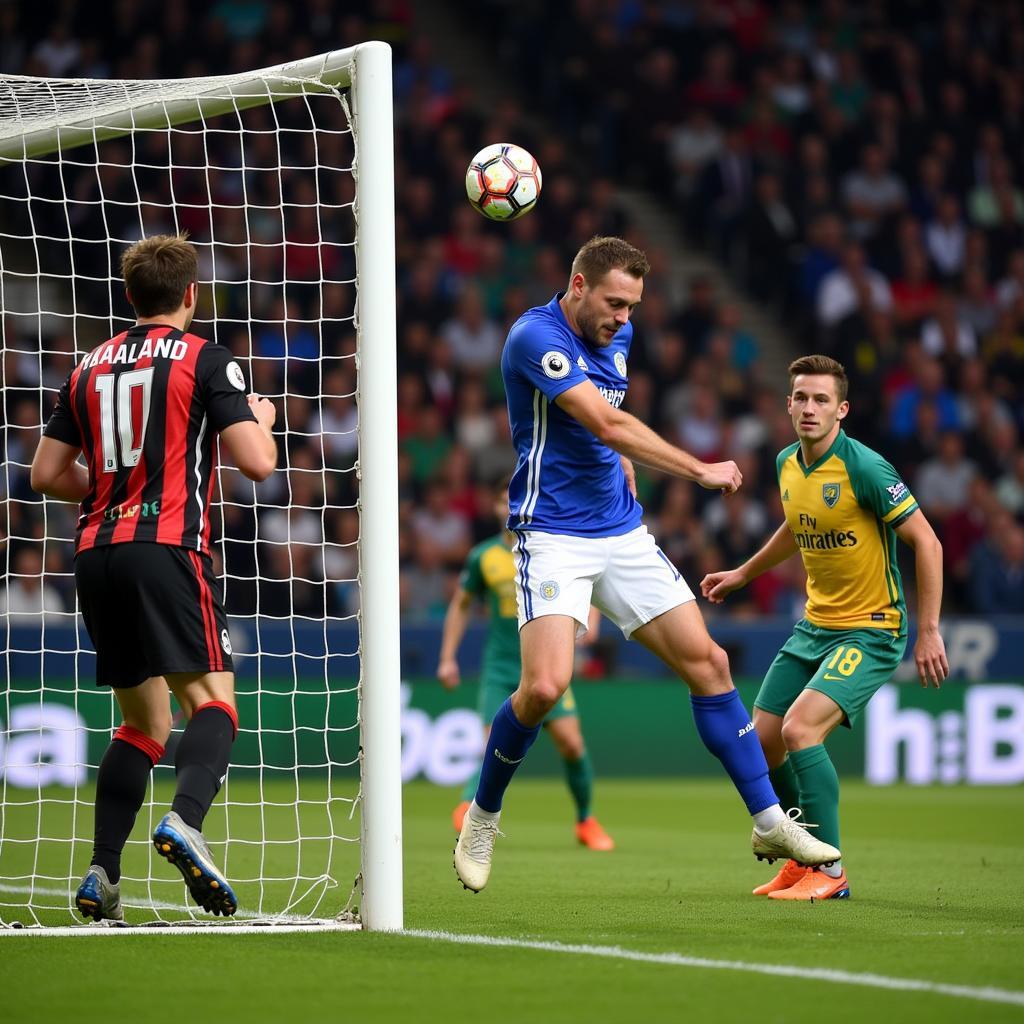 Haaland scoring a header