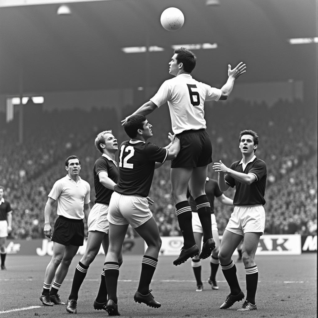 Erling Haaland scoring a header against a rival team.