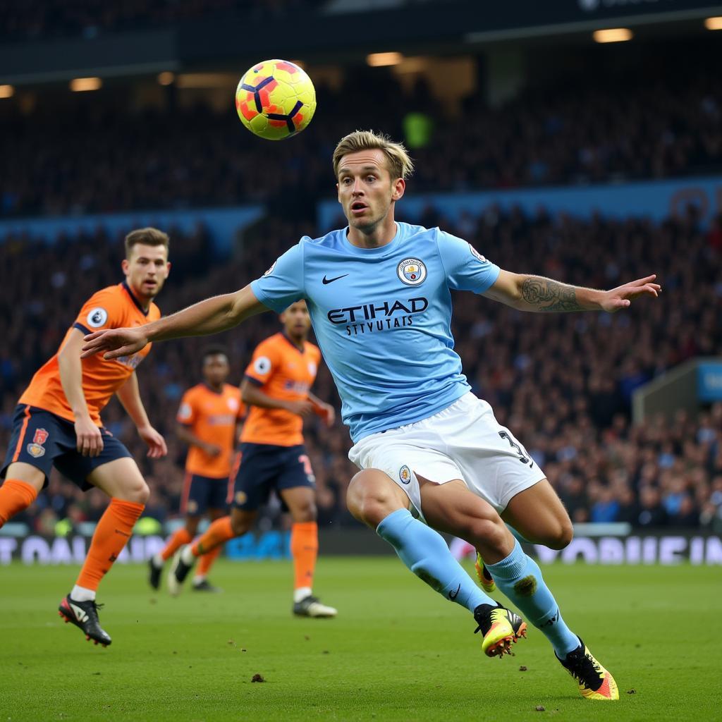 Erling Haaland Scores a Header for Manchester City