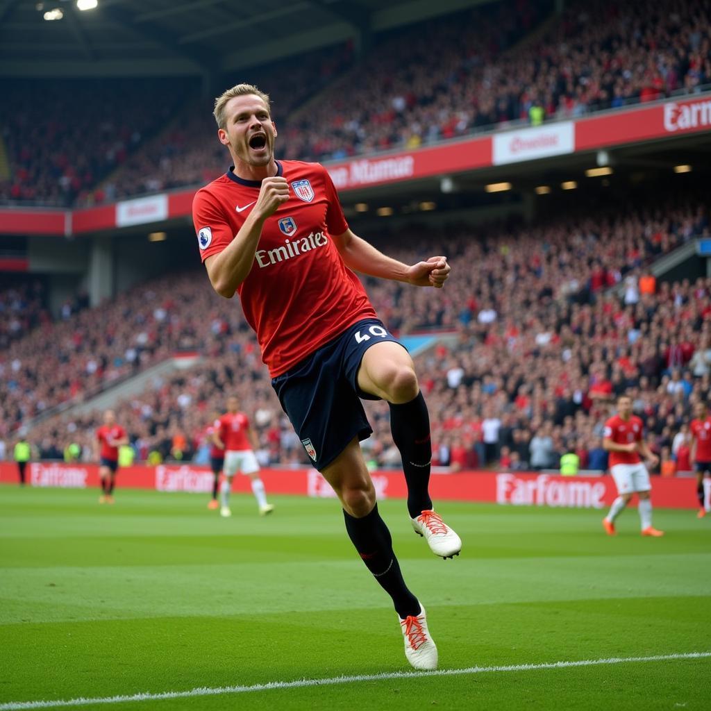 Haaland celebrating a goal in a hypothetical League Two match