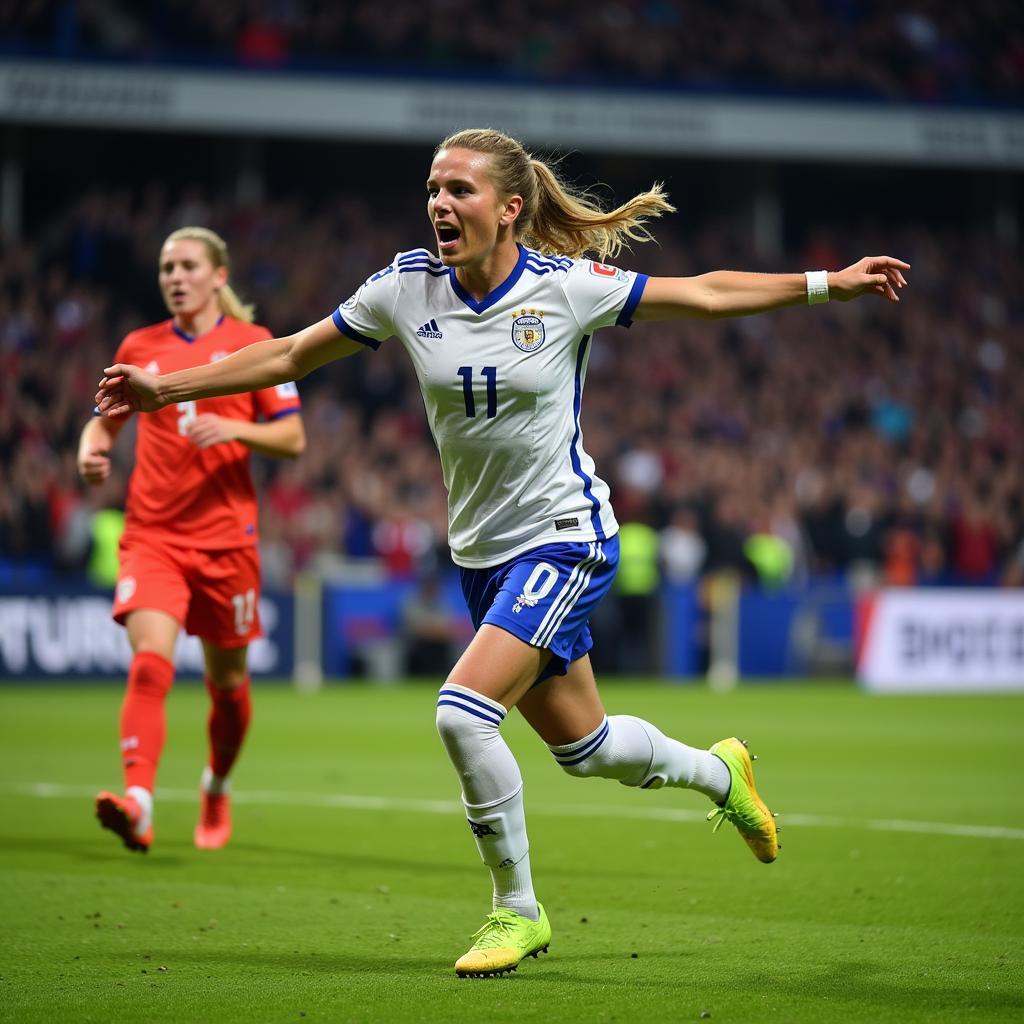 Haaland celebrating a goal against Freiburg