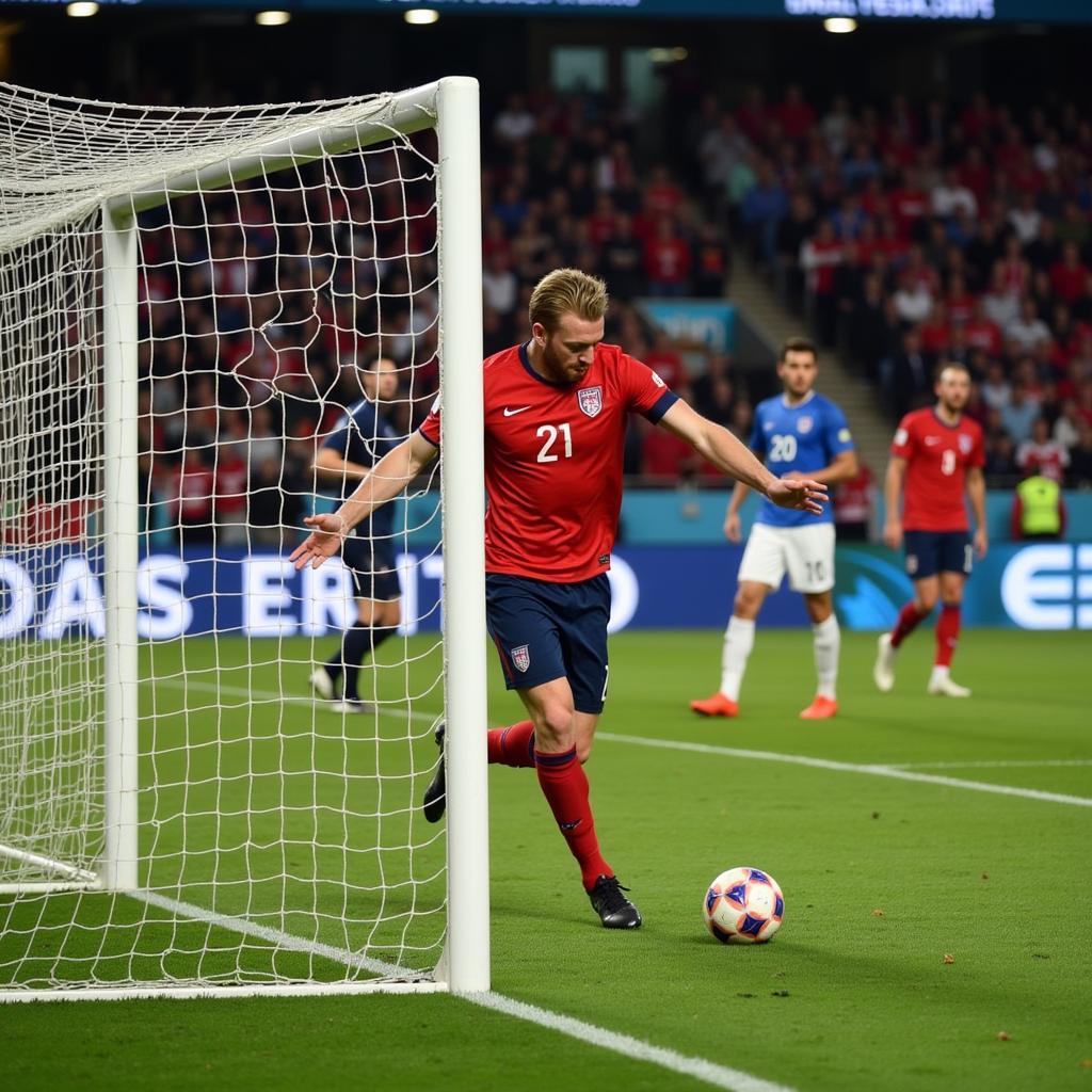 Haaland scoring a penalty for Norway