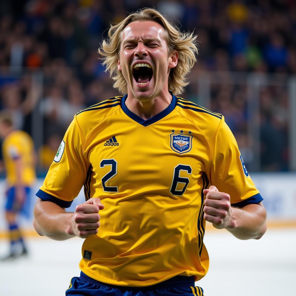 Erling Haaland performing his iconic scream celebration