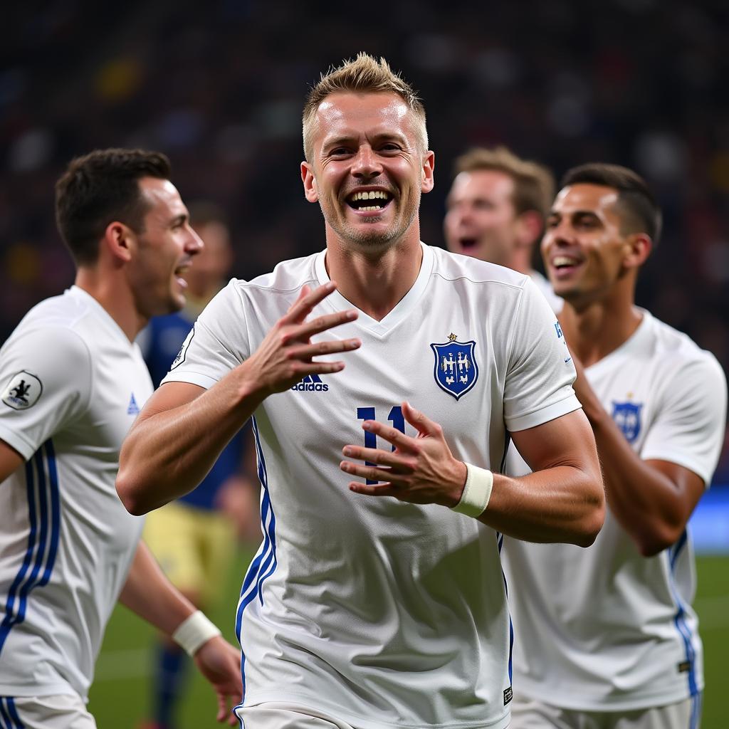 Erling Haaland Celebrates a Goal with his Short Haircut