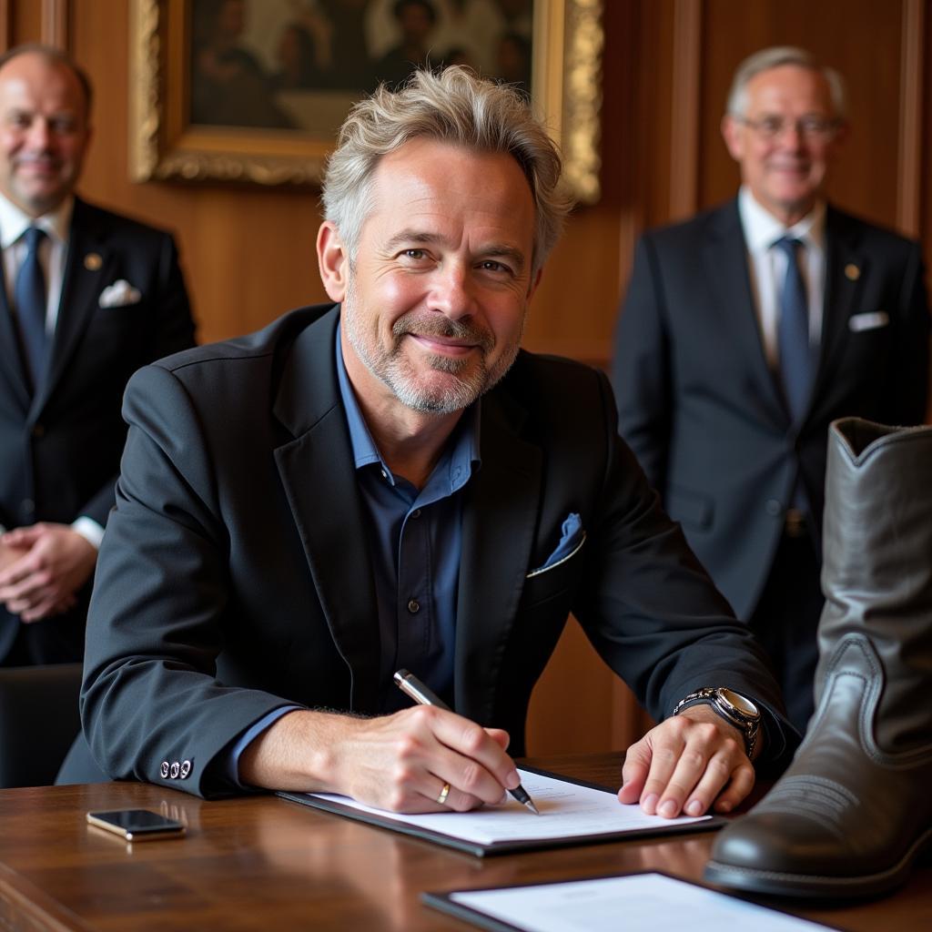 Haaland signing a hypothetical boot sponsorship contract