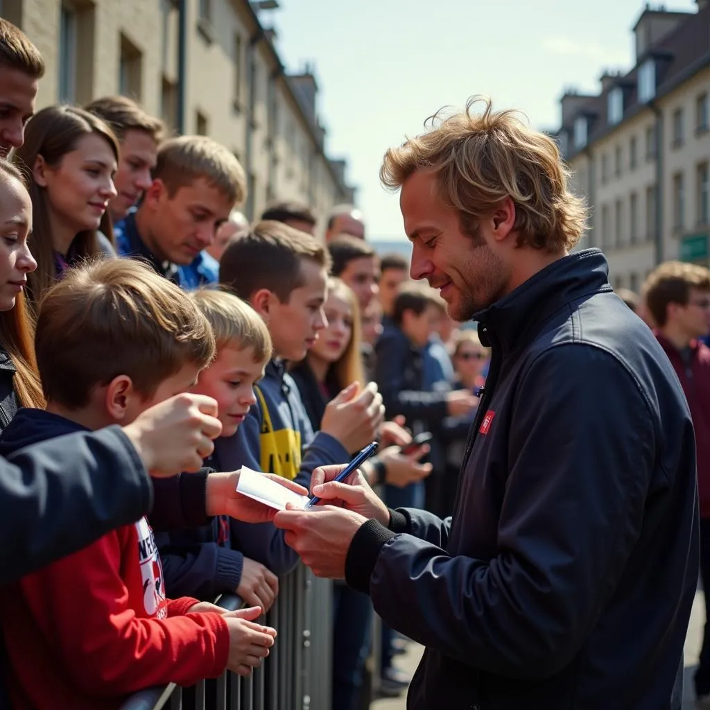 Haaland signing autographs for fans