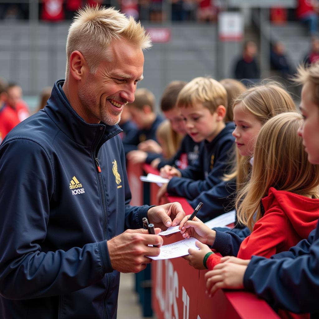 Erling Haaland interacting with fans