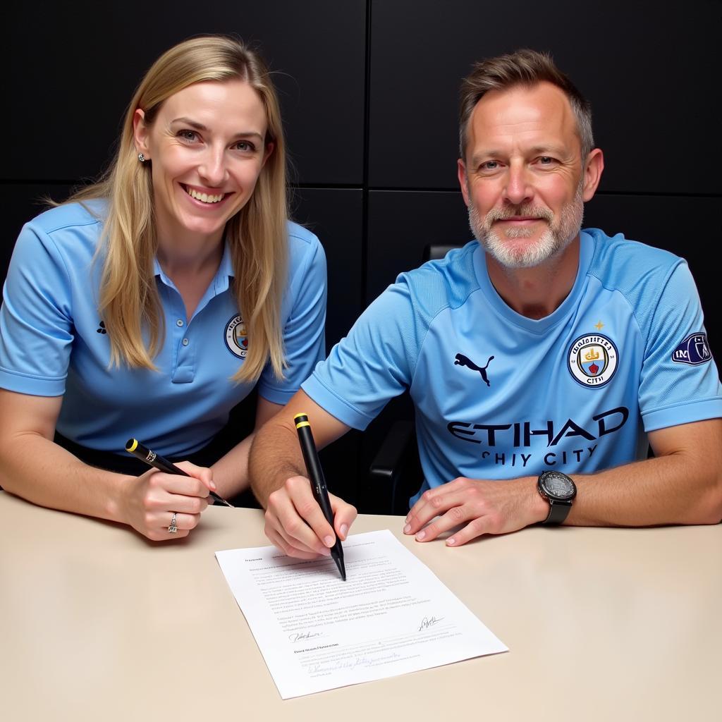 Erling Haaland signing contract with Manchester City