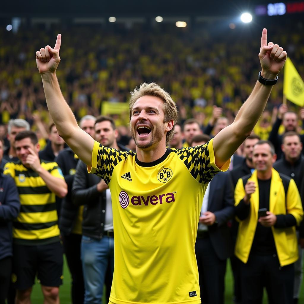 Erling Haaland singing with Borussia Dortmund fans