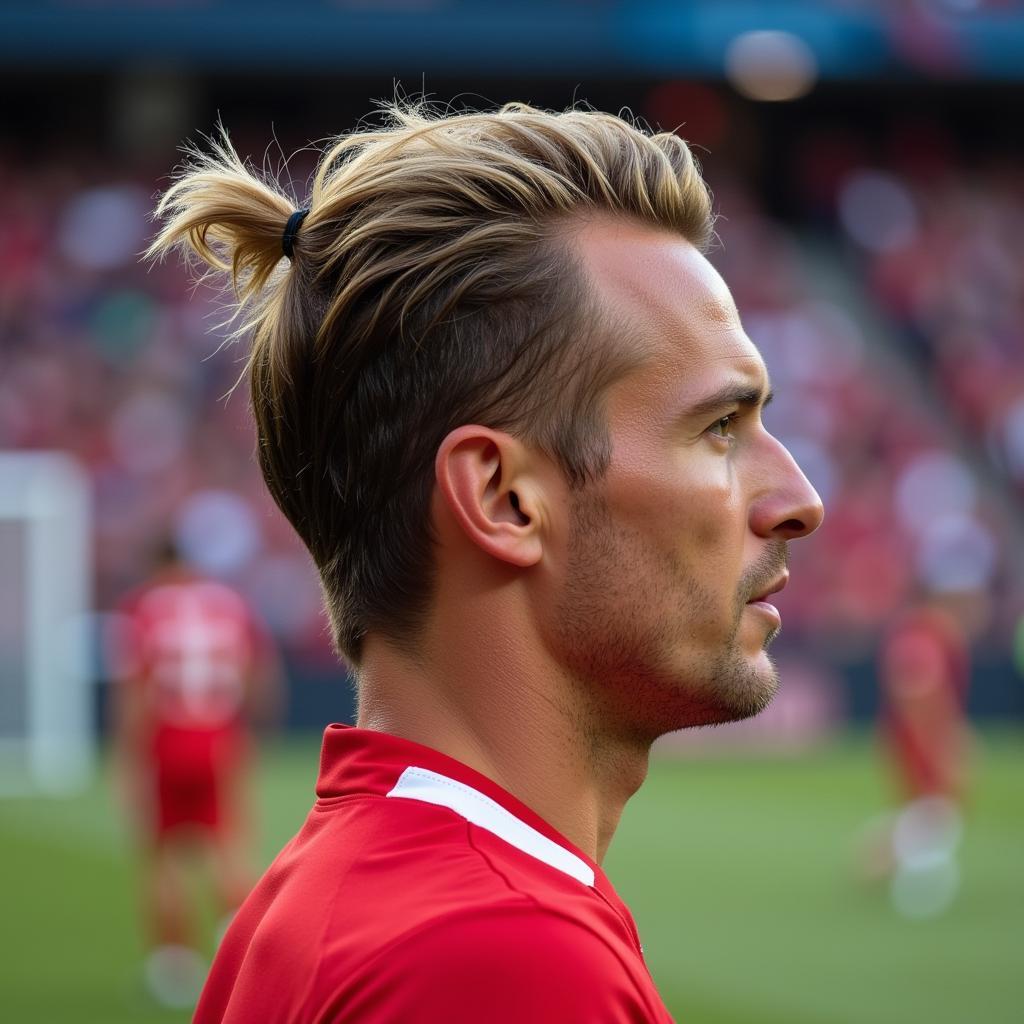 Erling Haaland with a Slicked-Back Hairstyle