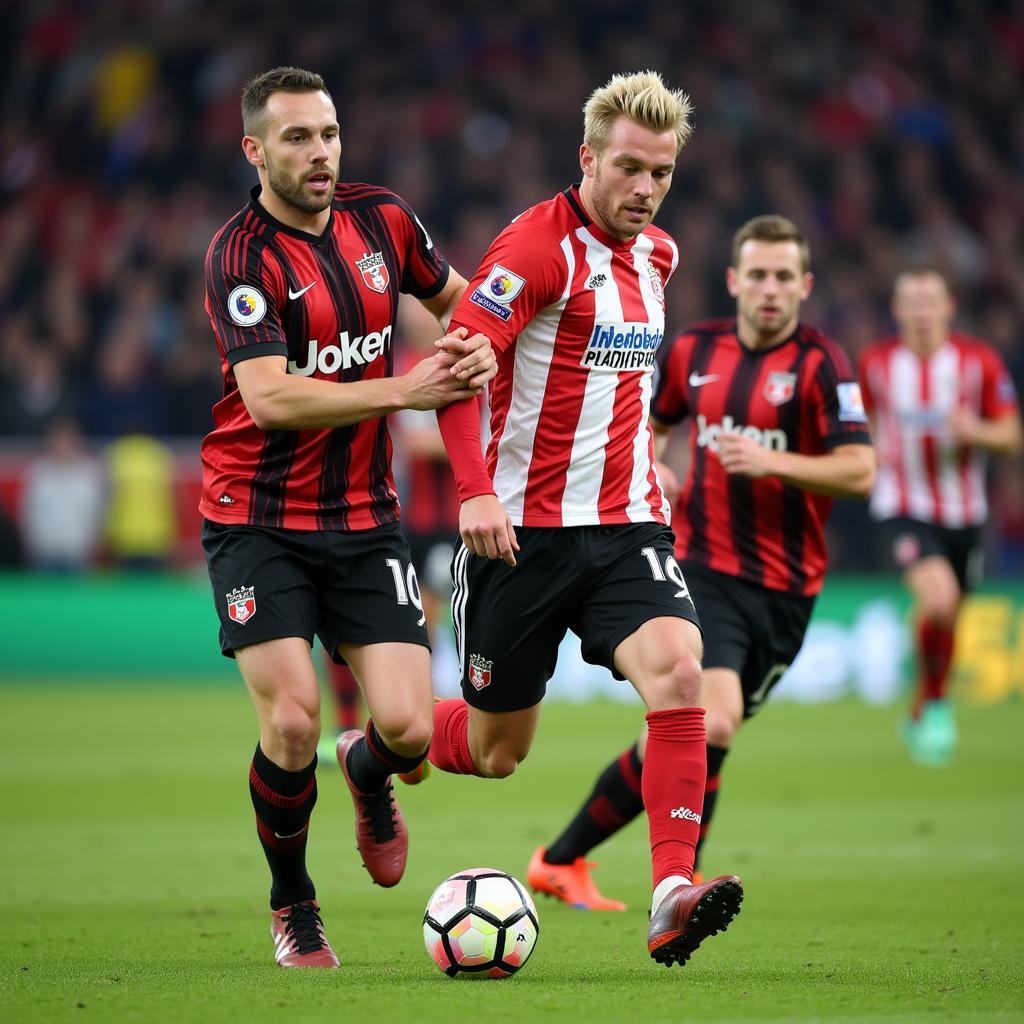 Erling Haaland challenging a Southampton defender