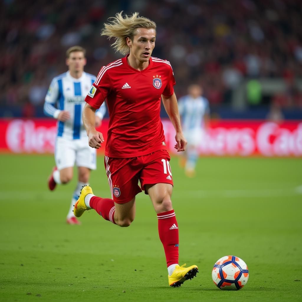 Erling Haaland sprinting with the ball