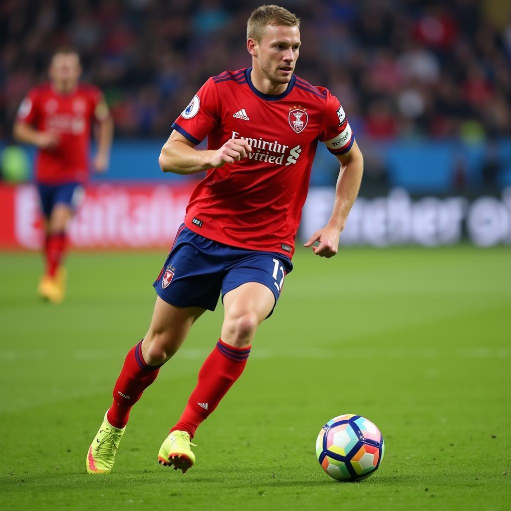 Erling Haaland sprinting with the ball