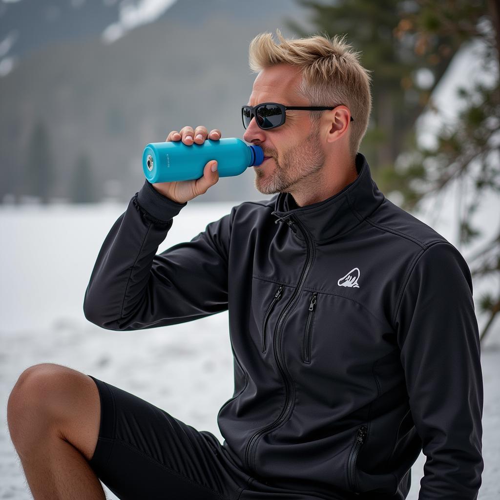 Erling Haaland hydrating during training