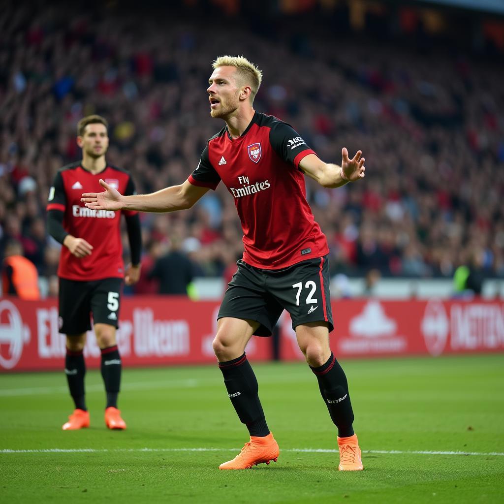 Erling Haaland communicates with his teammates during a match.