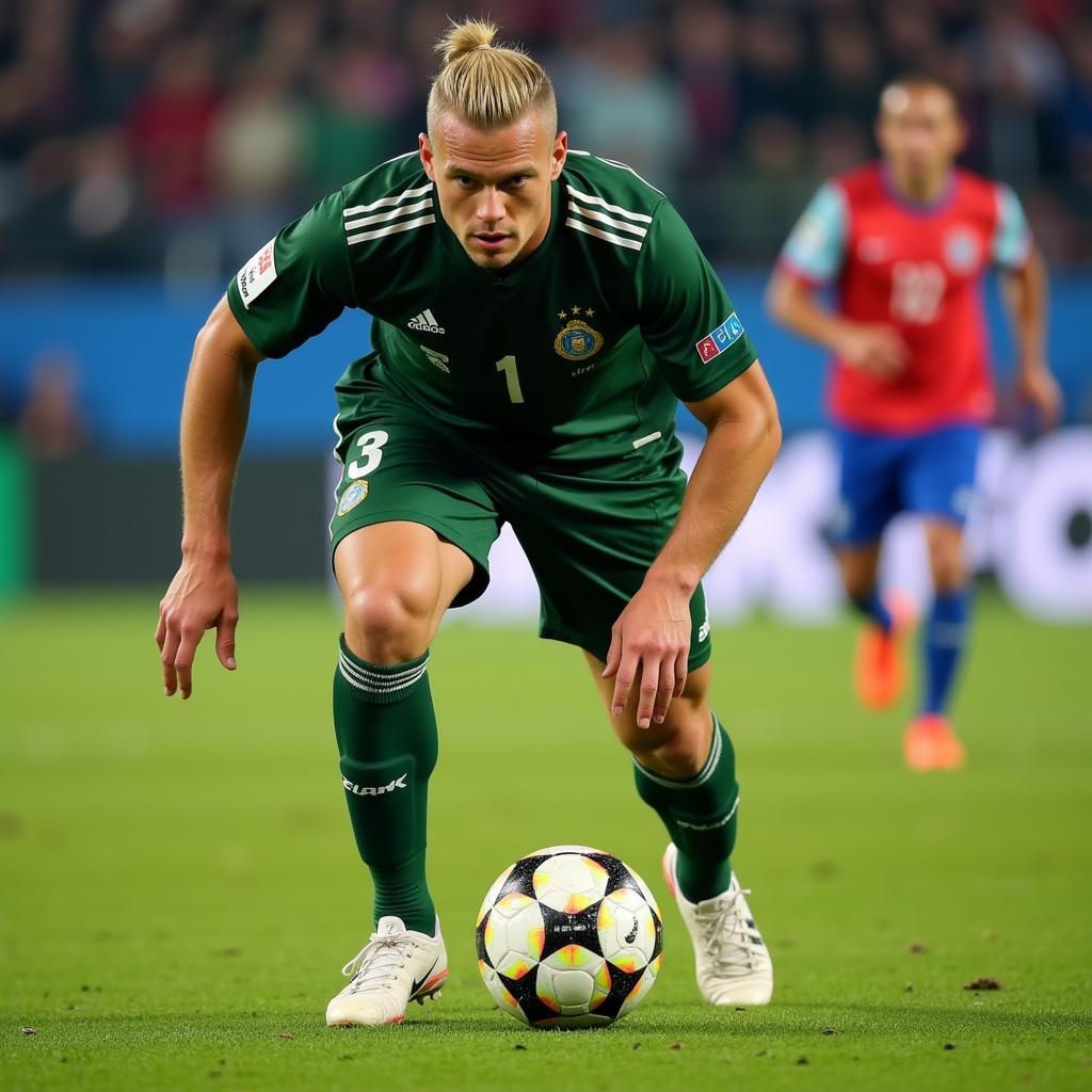 Erling Haaland taking a penalty kick