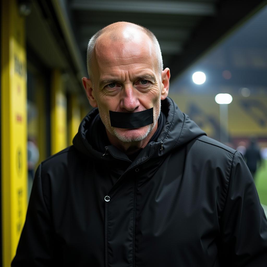 Erling Haaland pictured leaving the pitch with tape over his mouth after a Borussia Dortmund match.