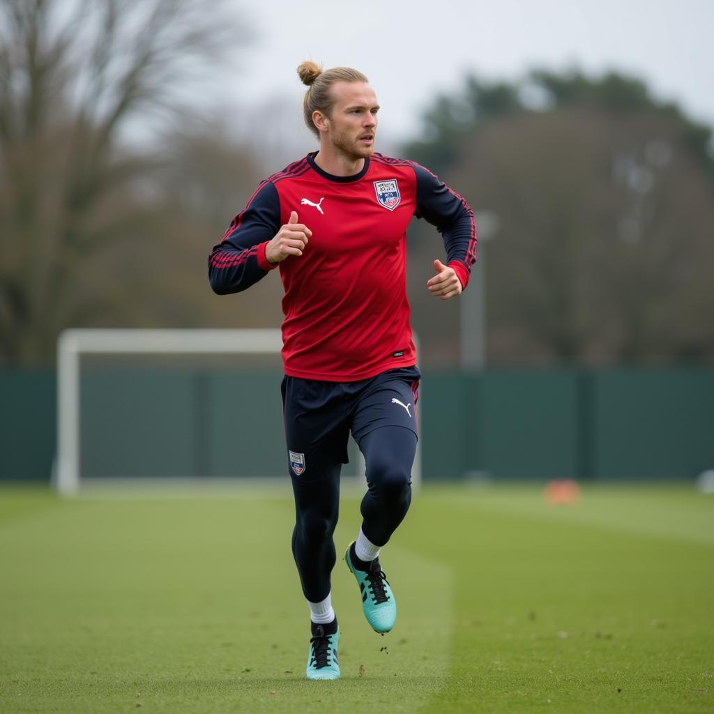 Erling Haaland training on the pitch