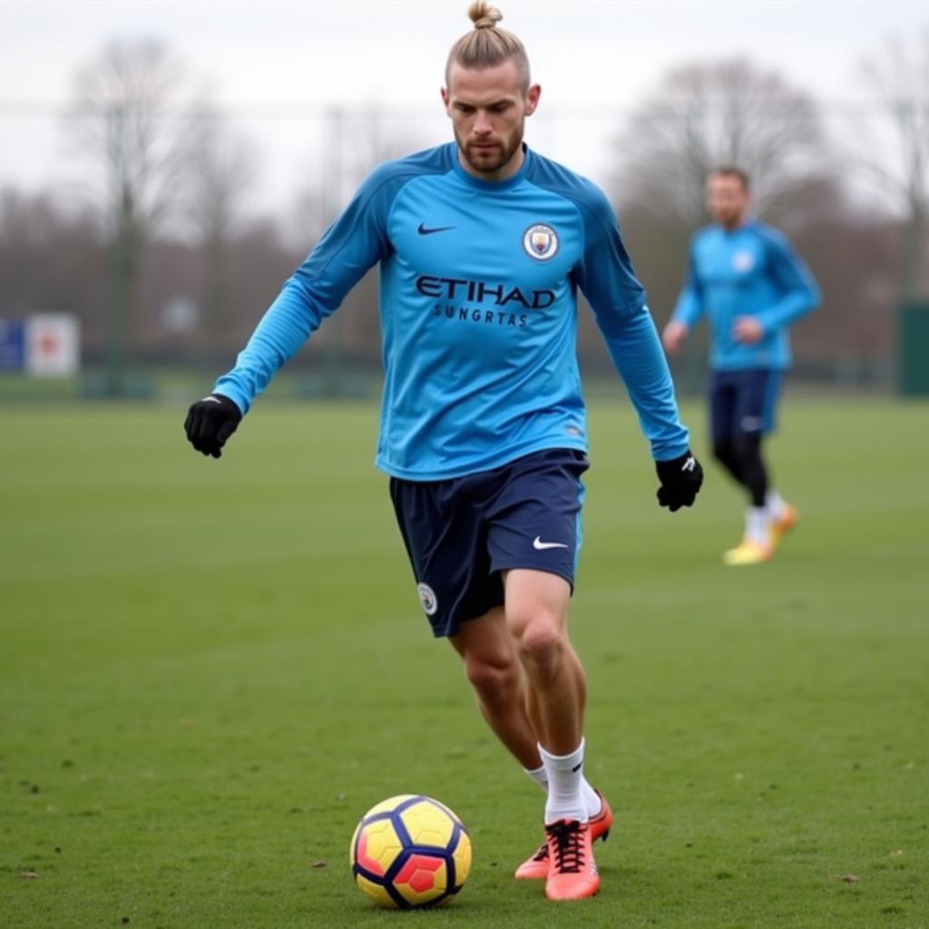 Erling Haaland training with Manchester City.