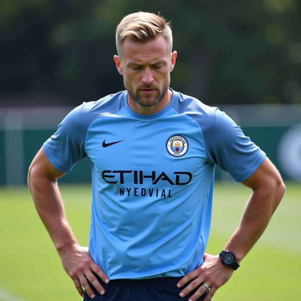 Haaland practicing in a Man City training session