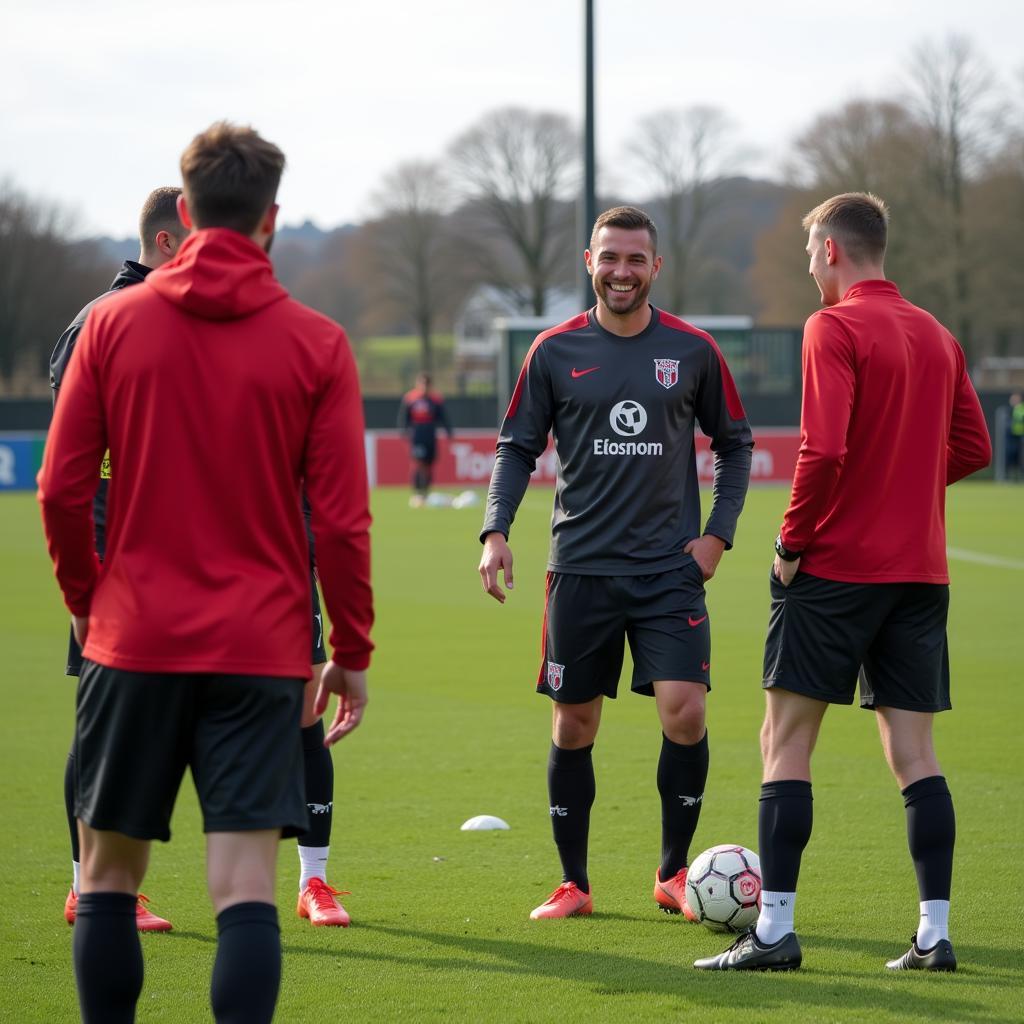 Haaland participating in a training session with Ashton United players