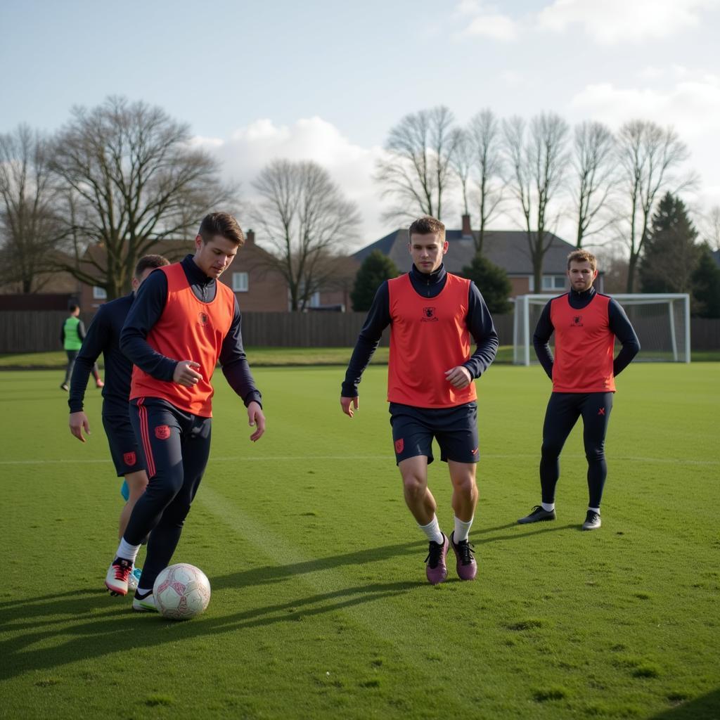 Haaland training with Ashton United players